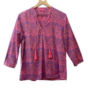 Fresh Produce‎ Seashell Top Size M Pink Long Sleeve Cotton Vacation Resort Beach